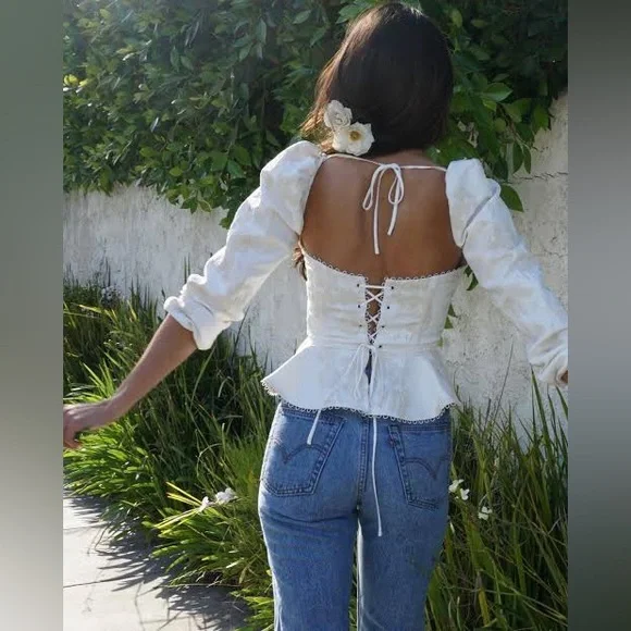 NWOT V Chapman Georgiana Top in Baroque Pearl Size Small - Picture 2 of 8